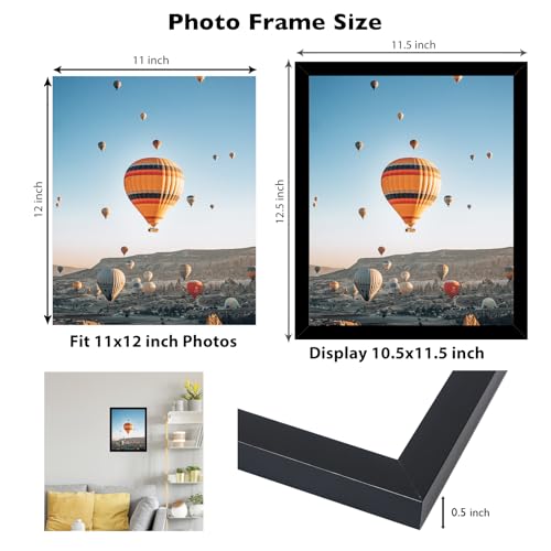 Image of JCJMY 11x12 Picture Frame Black for Wall Hanging or Tabletop, Wall Mounting Horizontally or Vertically, 11 x 12 Wall Gallery Poster Photo Frame with Shatter Resistant Plexiglass, Black