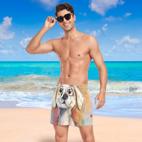 Traje de baño para hombre transpirable tipo bermuda con estampado de perro blanco 7