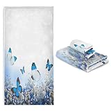 MOYYO 3 Piece Bath Towel Set, Soft Highly Absorbent Bathroom Towels Blue Hydrangeas Butterfly Towels