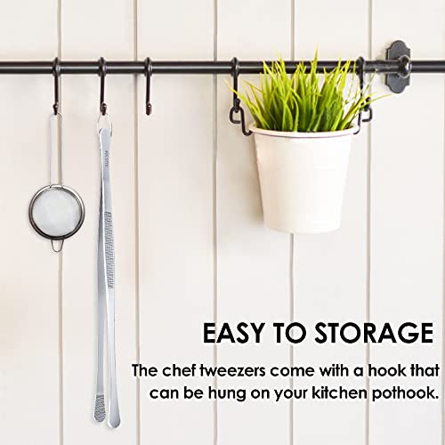 Gutsdoor Kitchen Tweezers Tongs 304 Stainless Steel Food Tongs Chef Tweezers For Cooking, Bbq, Pasta (12 Inch Wide-Tipped) #TOP6