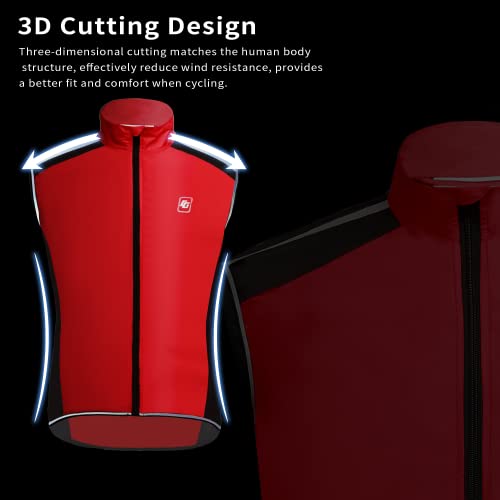 Cglrybo Men's Cycling Bike Vest High Reflective Running Vest Windproof Lightweight Sleeveless Outdoor Sports Jacket（Red,3Xl） #TOP6
