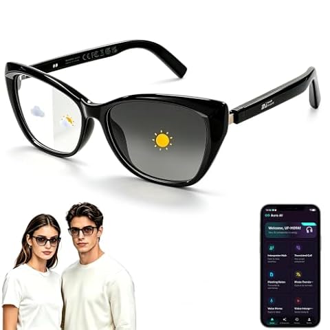 Yixin Haixinda US AI Smart Glasses for Women Men, Bluetooth Glasses, Butterfly Frame Black — $33.29 (12% off)
