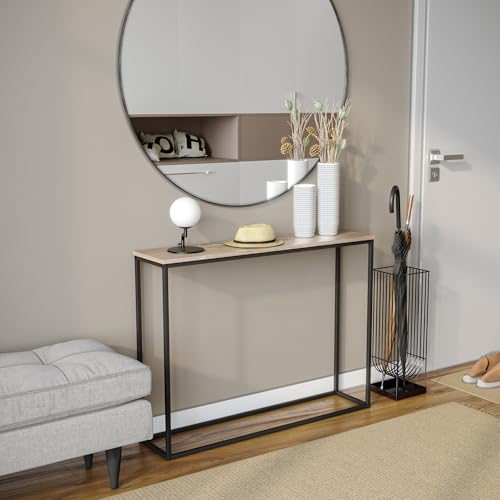 Urbnliving Wooden Hallway Console Table With Metal Legs (Antique Oak) - 4