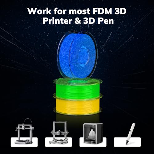 Image of AMOLEN 3D PLA Printer Filament, 1.75mm Glow in The Dark Red PLA Filament for 3D Printing, Best with UV Lamps, 1kg Spool (2.2lbs), Dimensional Accuracy + /- 0.02 mm, Fit Most FDM 3D Printers