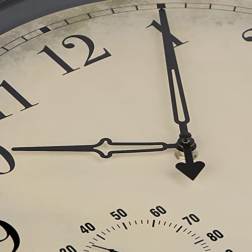 Yumt 16 Inch Retro Wall Clock, Display Thermometer And Hygrometer Outdoor Waterproof Wall Clock, Non-Ticking Decorative Clock With Battery Operated #TOP3