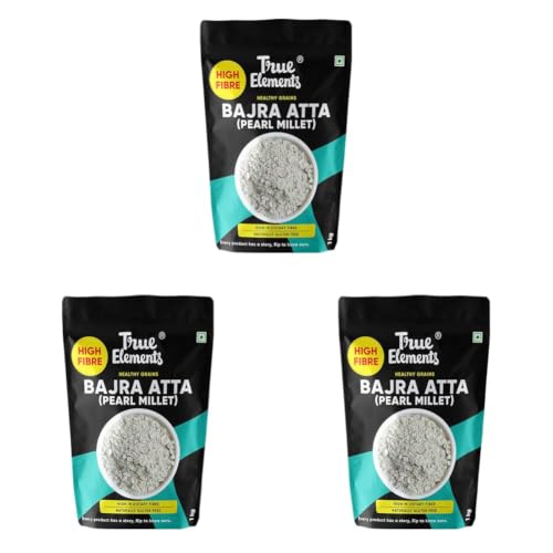 Image of True Elements Bajra Atta 1kg - Bajra Flour, Bajri | Millet Flour | 100% Natural & Gluten Free | High Fibre Atta (Pack of 3)