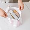 Large PVC Waterproof Striped Makeup Bag,Clear Coated Cosmetic Bags,Easy to Clean,Travel Organizer Zipper Pouch Beach Vacation Essentials for Women Girls(01Pink) #4