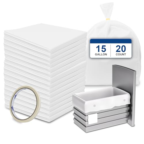 Image of LOMHODWA Trash Compactor Bags, 15 Inch Rectangular, 15 Gallon Heavy Duty White Bags with Anti-Slip Holes & Sealing Tape for Kitchen, 20 Count