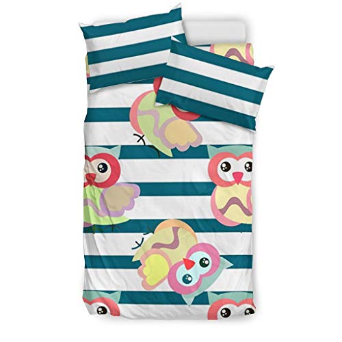 Owls Pattern Bedding Set Duvet Cover Pillow Covers Digital Home Decoration Bedroom Kids Room Gift (King 104 X 88) #TOP1