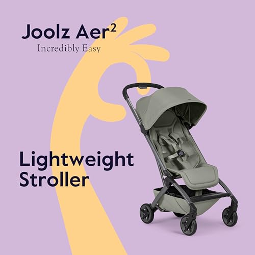 Image of Joolz Aer2 Lightweight Travel Stroller for Baby & Toddler - One-Hand Fold, Compact Carry-On Airplane Approved, Reclining Seat, UPF 50+ Canopy, Travel Pouch, Baby Net - Sage Green