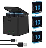 【Actualización de 3 baterías para GoPro Hero 10/9, más potencia y diversión】: tres baterías recargables de capacidad real de 1800 mAh triplican el tiempo de funcionamiento de la cámara, prolongando el tiempo de disparo y proporciona diversión sin fin para ti. Batería recargable de iones de litio con celdas de alta capacidad y calidad. Sin efectos de memoria, por lo que puede proteger bien tu cámara y proporciona una grabación de larga duración.