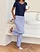 Ekouaer 2 Piece Womens Pajamas Short Sleeve Top and Long Pants Pjs Set Blue Stripe Printed Sleepwear with Pocket Blue Stripe Small