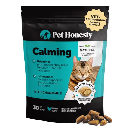Cat Calming Treats for Anxiety Relief - Dual Texture Crunchy Creamy Calming Chews for Cats - Feline Stress Relief Behavior Support for Travel, Vet Visits, Grooming, Separation Anxiety (30-Day Supply)