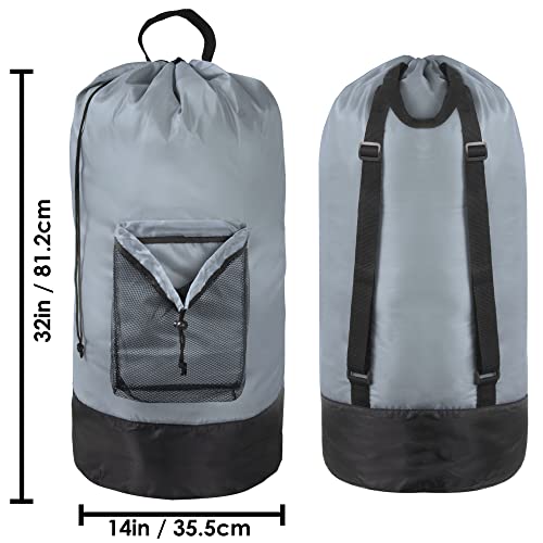 Laundry Bag Backpack With Shoulder Straps And Mesh Pocket Clothes Hamper Bag With Drawstring Closure For College, Travel, Laundromat, Apartment (Smoky) #TOP2