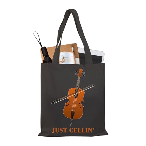 BDPWSS Cello Gift Cello Music Tote Bag Just Cellin’ Funny Cello Cellist Orchestra Musician Reusable Handbag Cello Player Gift (just cellin BLTG)