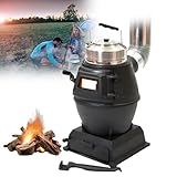 Charcoal heating, Wood burning stove with cast iron window, for Camping,...