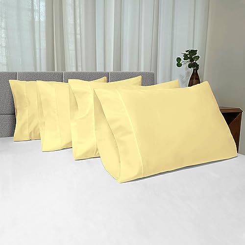 Pizuna Cotton 4PC Queen Size Pillowcases 400 Thread Count Mellow Yellow