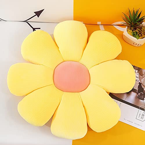 Famhome Flower Floor Pillow Flower Throw Pillow,Cute Daisy Pillows Flower Shaped Seating Pad Decorative Plush Pillow For Bedroom Sofa Chair,Yellow 29.5"/70Cm #TOP17