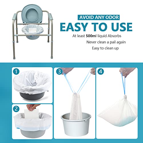 Commode Liners With Highly Absorbent Pads - [Pack Of 90] - Medical Grade - Leak-Proof - Bedside Commode Liners Disposable - Toilet Liners Disposable Adult #TOP3