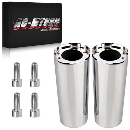 Chrome Cowbells Upper Fork Slider Tube Covers for Harley Touring by AC-MTORC - Used condition - US$40.62