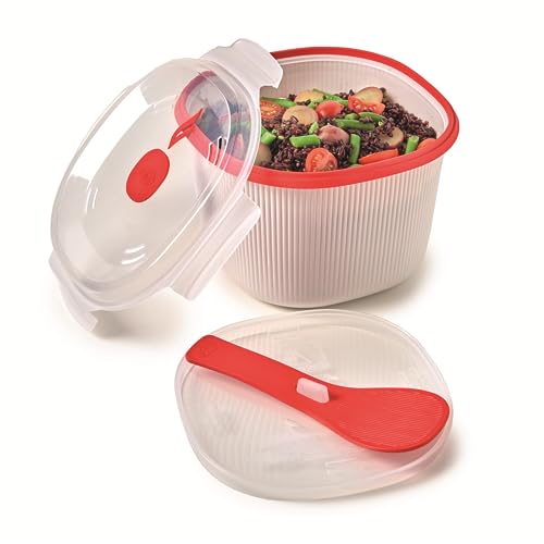Snips - Snips Cuisson riz et céréales pour micro-ondes | 2,70 litres | Couleur blanche | Ligne Tempozero | 20,5 x 20,5 x 14,5 cm | BPA Free | Made in Italy
