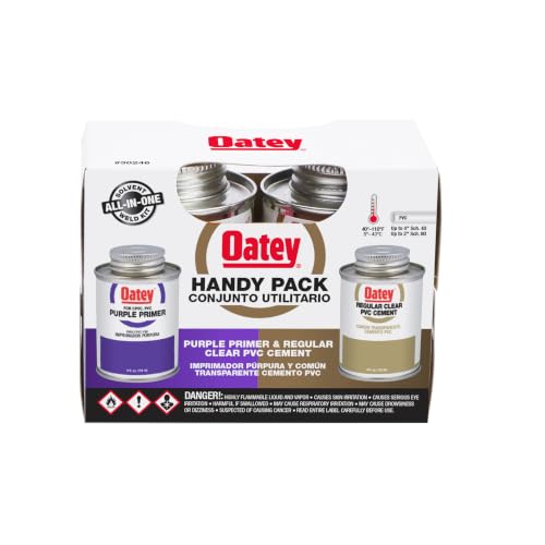 Oatey 30246 4 oz. PVC Regular Clear Cement and 4 oz. NSF Purple Primer Handy Pack