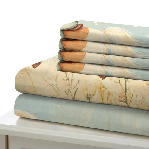 Parure de lit enfant cheval housse de couette microfibre 140x200