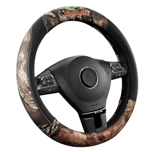 Mossy Oak Full Camo Steering Wheel Cover - Made from Premium Leather, Universal Fit for 14 1/2 to 15 inches - Official Licensed Product - Black Color by Mossy Oak - Used condition - US$21.62