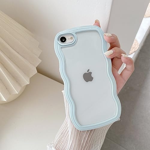 QLTYPRI iPhone SE3 用 ケース 第3世代 第2世代 iPhone 8/7 用 ケース クリア TPUカバー おしゃれ 韓国 可愛い 透明 薄型 軽量 耐衝撃 スマホケース ワイヤレス充電対応 ストラップホール付き アイフォン SE3 SE2 7 8 用カバー 4.7インチ 対応 - ライトブルー