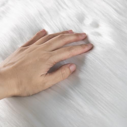 Qidkeo White Faux Fur Fabric for Crafts Squares Furry Fabric for Sewing, Costumes, Upholstery & Pillows Long Pile Faux Fur(White,20"x20") by Qidkeo - Image 3