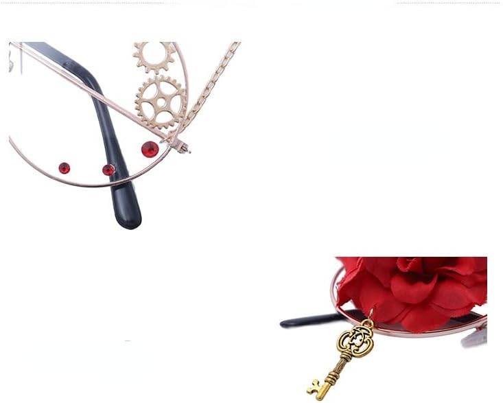 Miniatura 5 de Gafas Kawaii con cadena de cristal punk, accesorios para cosplay, Lolita Rose Y2K, lentes de anime, trajes de ídolo Kpop