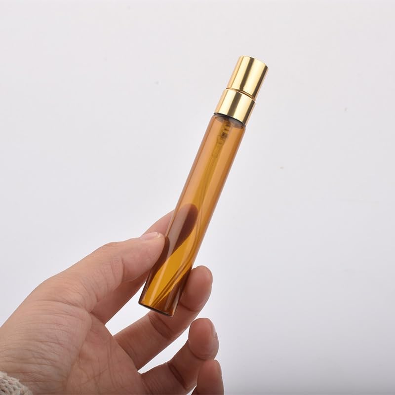 SHENGANG Botella atomizadora 50 unidades/lote 2 ml, 3 ml, 5 ml, 10 ml, botella de perfume de vidrio ámbar con atomizador, recipientes cosméticos vacíos para viajes, botella recargable recargable