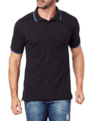 Camisa Polo Friso, Polo Wear, Masculino, Preto/Azul, GG