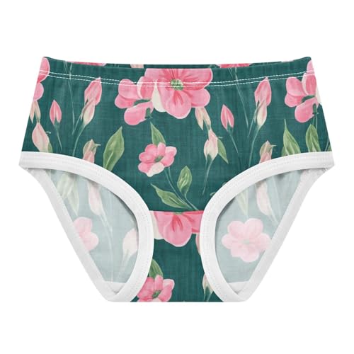 Animals Toddler Underwear Floral 2t Cotton Girl Panties Cute Delicate Pink Flowers Green Leaves Kids Briefs Undies