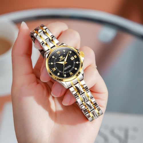 OLEVS Watch Women with Day Date Luxury Stainless Steel Ladies Watch Elegant Small Wrist Women's Dress Watches Diamond Quartz Watches for Women4