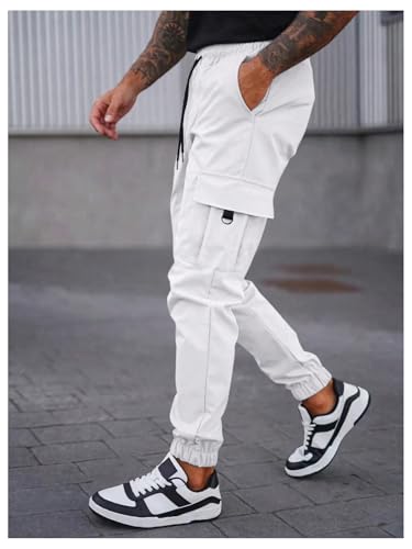 SHENHE Men's Cargo Pants Drawstring Joggers Tapered Pants Casual Work Travel Trousers4