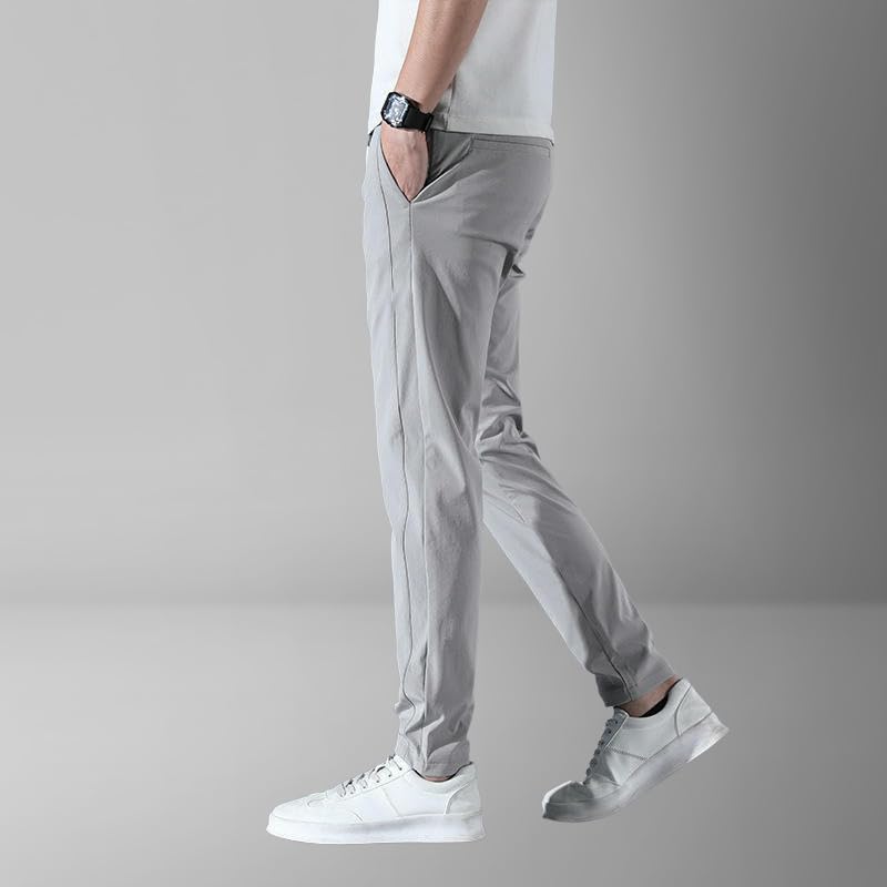 Men's Summer Thin Ice Silk Korean Style Slim Straight Business Casual Pants4