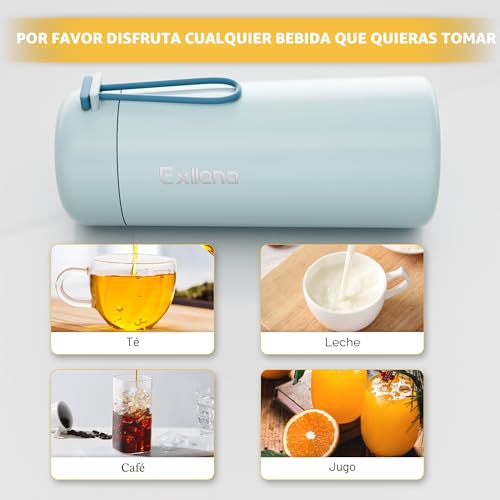 Miniatura 7 de Exllena Botella Térmica Pequeña 250ml Mini Botella De Acero Inoxidable Sin Bpa, Aislamiento Térmico 4-6 Horas Con Diseño Portátil Y Hermético Azul Grisáceo