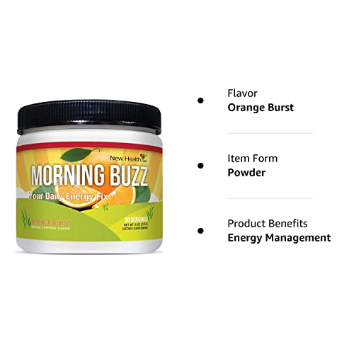 Morning Buzz Energy Drink Powder, Sports Nutrition Endurance And Energy Product, 30 Servings Orange Burst, 8 Ounces #TOP7