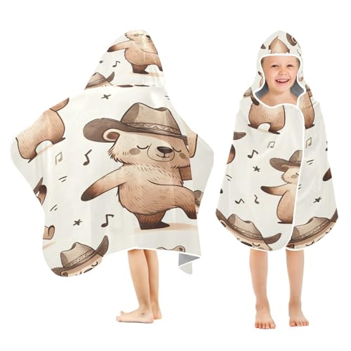 Kigai Bear with Hat Kids Hooded Towel, 24x50 in Bath/Pool/Beach Soft Absorbent Hooded Towel Wrap for Toddler Kids