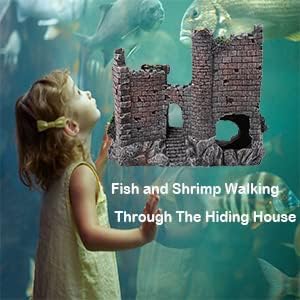 Miniatura 8 de Sluffs Casa de resina de simulación Decoración de ornamento de acuario de pecera, pecera Paisajismo Castillo Simulación Peces y camarones Camarones