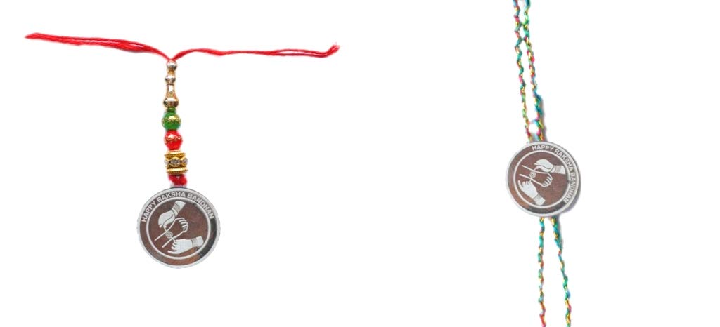 Veer JewelsPure 925 Sterling Silver Happy Raksha Bandhan Bhaiya Bhabhi Rakhi with Thread For Bhaiya Bhabhi