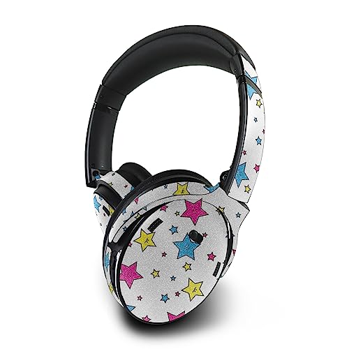 Image of MightySkins Glossy Glitter Skin Compatible with Bose QuietComfort 45 Headphones Smiley Stars | Protective, Durable High-Gloss Glitter Finish | Easy to Apply | Made in The USA