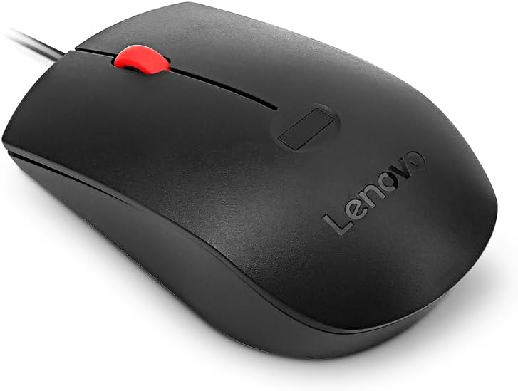 Lenovo Fingerprint Biometric USB Mouse Gen 2 - Optical - Cable - Black - USB Type A - 1600 dpi - Scroll Wheel - 3 Button(s) - Symmetrical