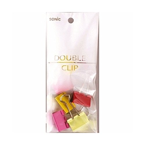 ソニック カラーダブルクリップ 中 赤系５色アソート GP-461R 『 ２ パック 』
