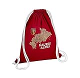 100% coton Fabulous Sac de Gym en Coton Rouge Hautes Alpes 05 Departement Gap Carte Ancienne PACA 12 Litres