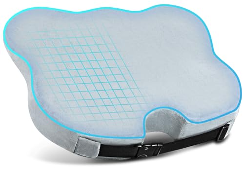 Dreamer Car Car Seat Cushion for Driver/Passenger- Wedge Car Seat Cushions for Driving Improve Vision/Posture - Memory Foam Car Seat Cushion for Hip Pain (Velvet Cover, Grey)