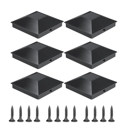 Fence Post Cap, Pack Of 6 Neat Toppers For Fence Posts, With 12 Screws And Easy Installation, Help Stop Water Soaking Into The Wood And Prolong The Life Of Your Fence (3.5 X 3.5)
