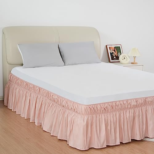 Ayasw Bed Skirt Queen Size 14 Inch Drop Dust Ruffle Soft And Cozy Brushed Microfiber Three Fabric Sides With Elastic No Top Easy To Install Blush Pink Easy Care #TOP3