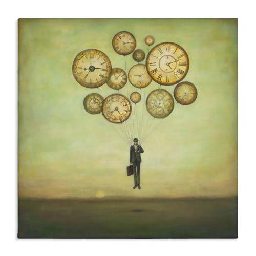 Stupell Industries Surreal Clocks Balloons, 17 x 17 Inch Canvas Wall Art